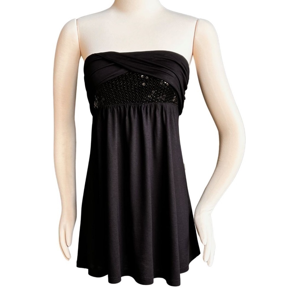 Express Black Strapless Tank Top with Embellished Bust